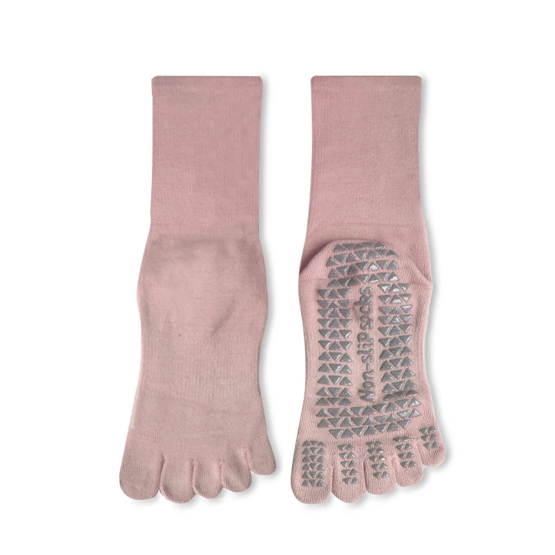 1 Paar neue einfarbige rutschfeste Damen-Trainings-Fitness-Fünf-Zehen-Yoga-Socken, professionelle Pilates-Zehentrenner-Socken – Detail 4