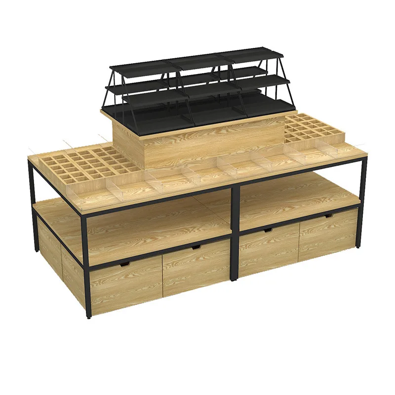 Shelf Ornament Shop Display Stand Showcase Promotional Table Three-layer Conveyor Table Makeup Table Stack Display Cabinet
