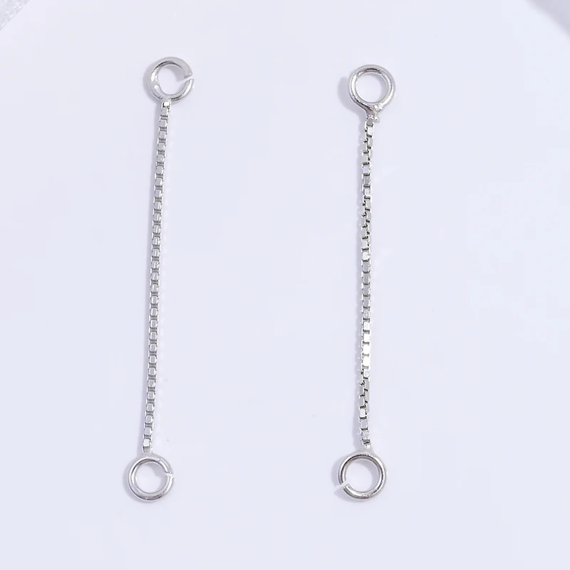 1 Pair S925 Sterling Silver 3cm Box Extension Chain DIY Jewellery Making Earrings Extension Chain Accessories SE65