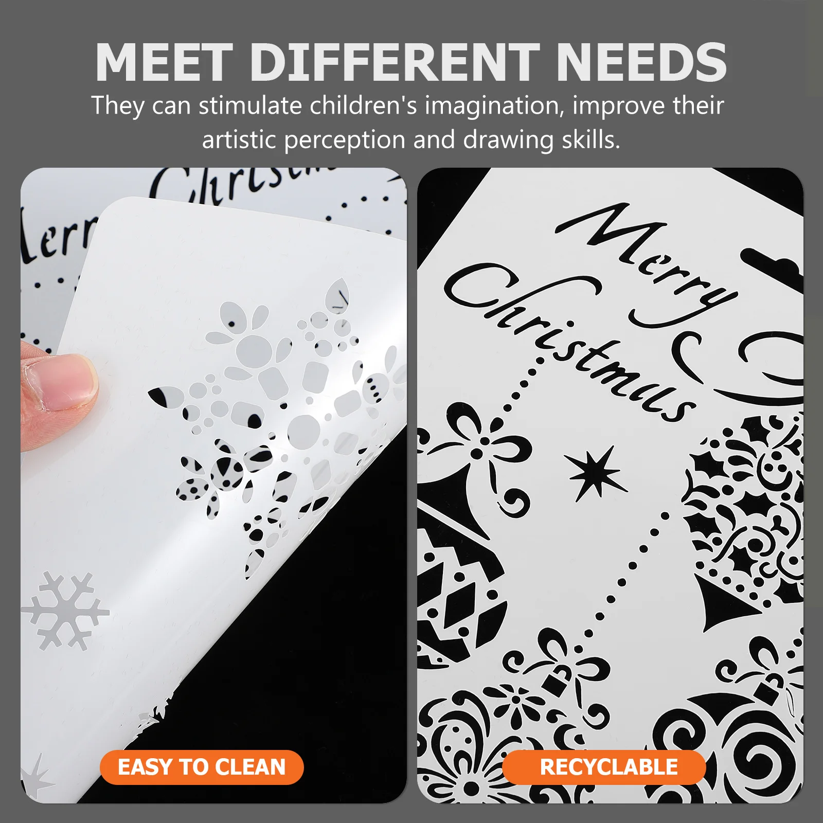 

10pcs Painting Templates Reusable Plastic Christmas Stencils For Kids Diy Drawing Art Craft Hollow Festival Template