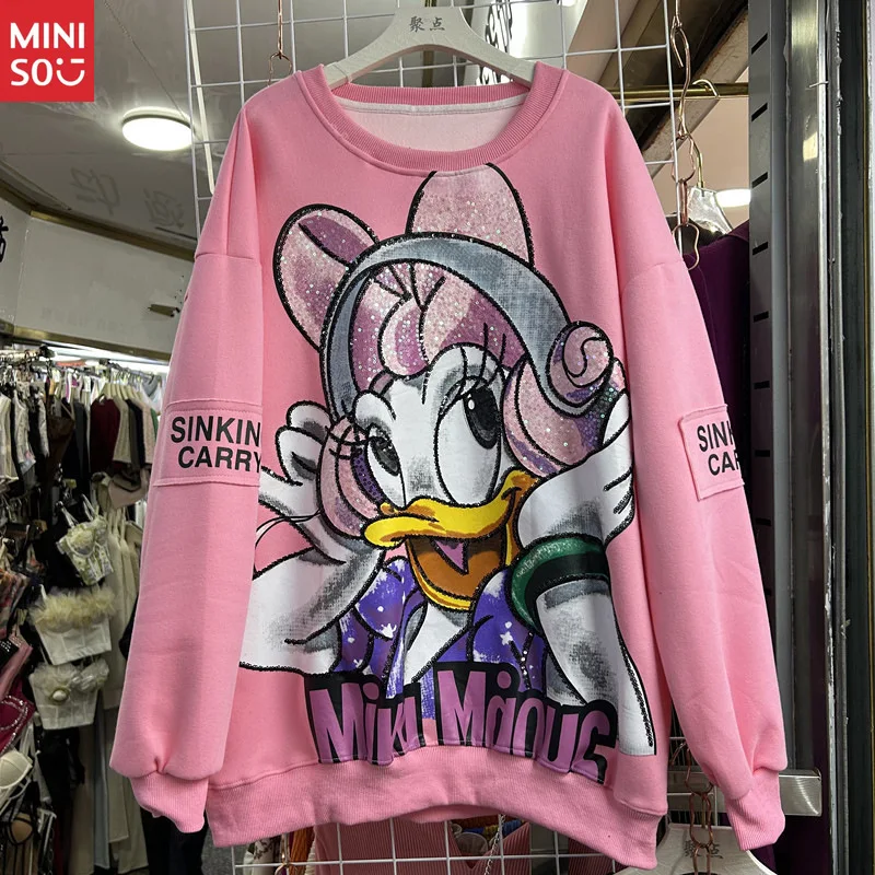 

Disney Women's Graphic Hoodie, Euro Chic Glitter Print Oversized Sweatshirt, Fall Fashion