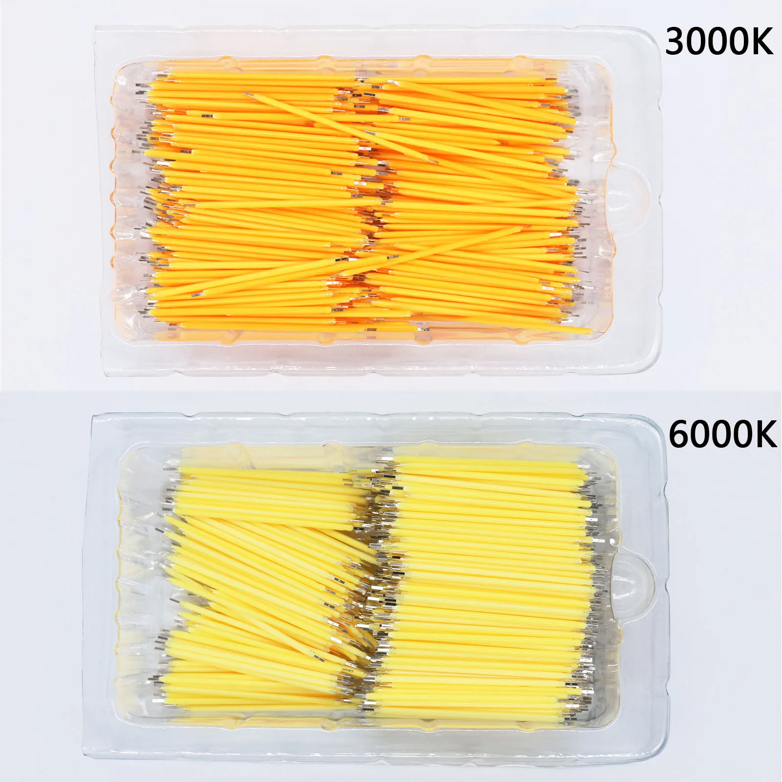 100 stücke LED-Filament 68mm Edison Birne DC 3V LED Cob Filament Lampe Teile 3000k weiß blau rot grün Dioden für DIY dekorative Lampe