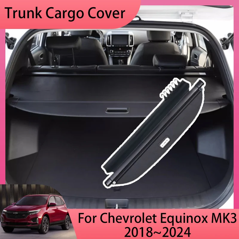 

For Chevrolet Holden Equinox 2018~2024 Car Rear Trunk Curtain Covers Retractable Space Luggage Tray Anti-peeping Organizer Box