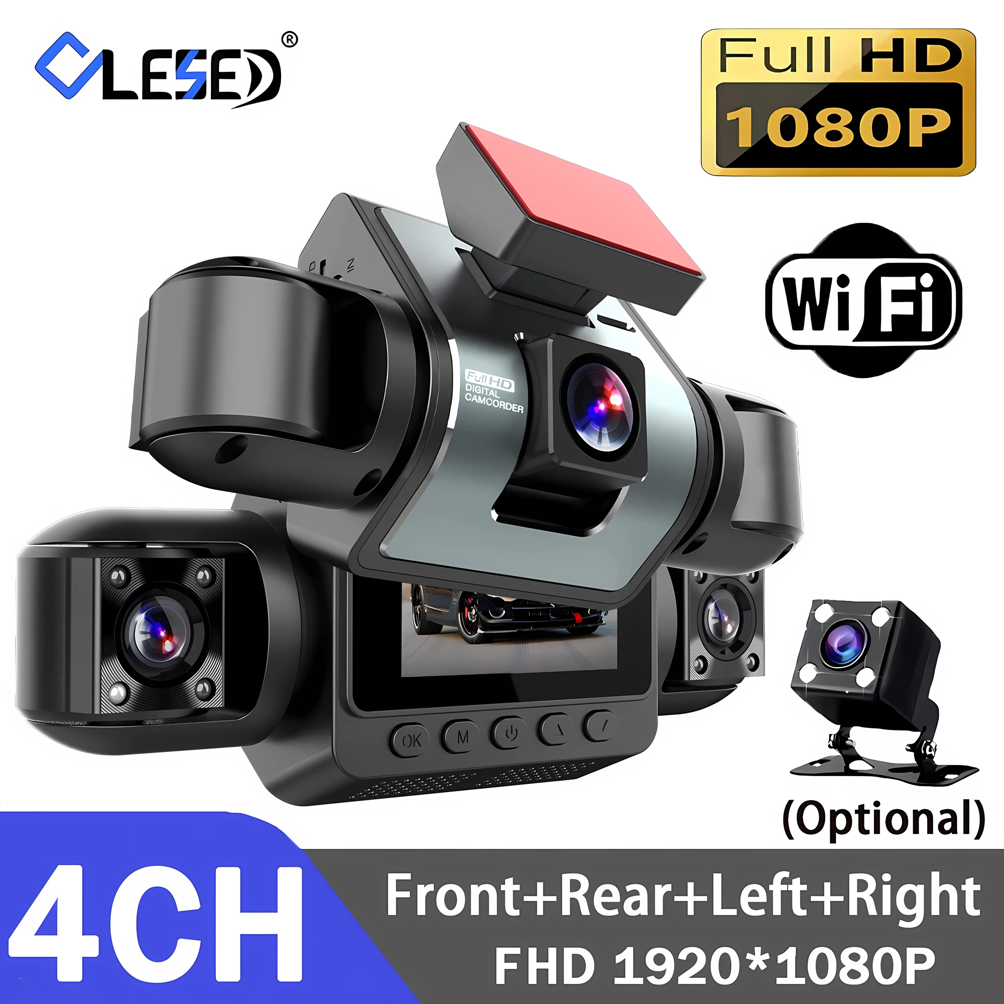 4 Channel Full HD 1080P Car DVR Wifi Dash Cam 4 Cameras Dashcam Video Recorder Night Vision Black Box Cabin Camera 24H Parking