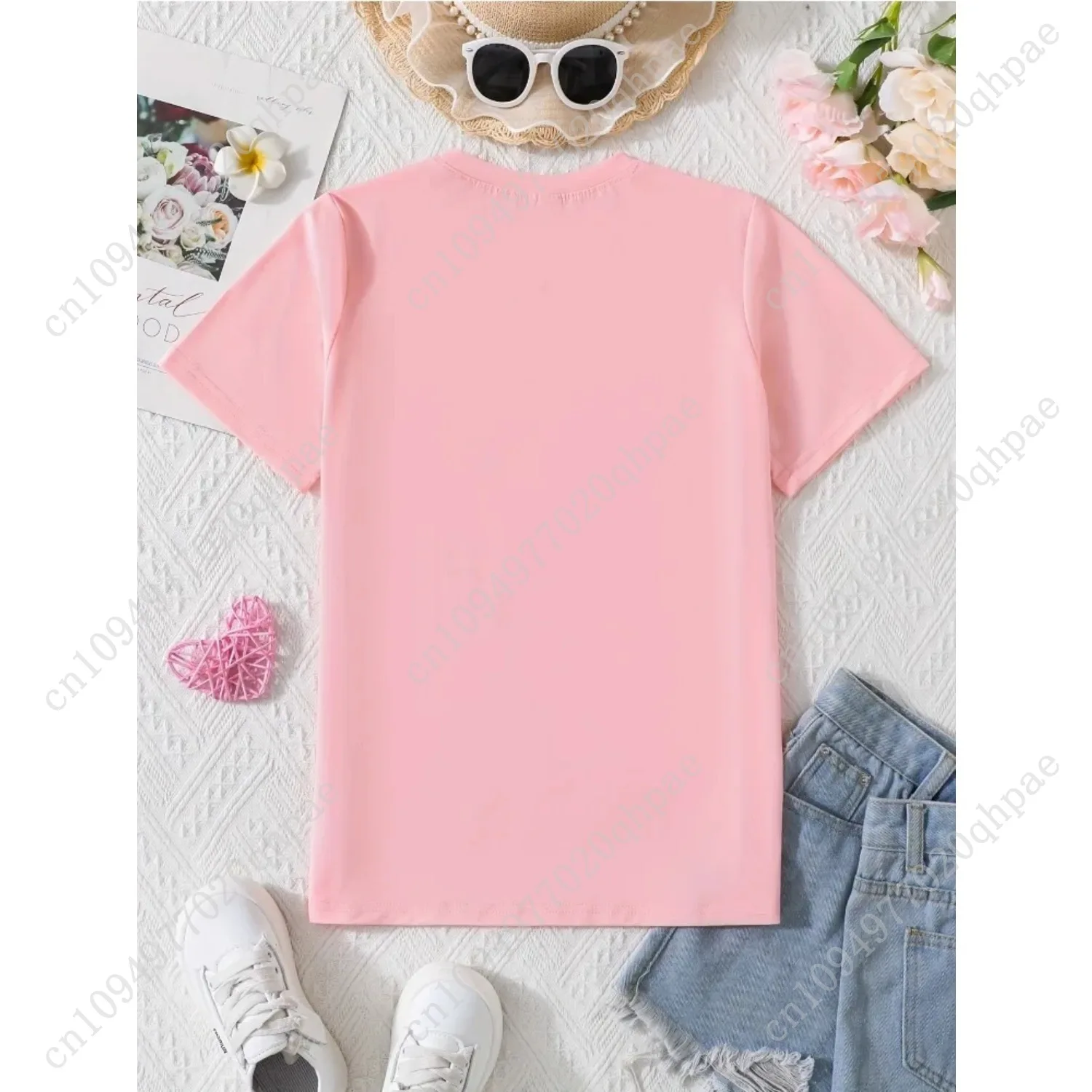 Летняя черная одежда для маленьких девочек, повседневные футболки с радужным принтом в форме сердца для девочек, детский модный топ с круглым вырезом и короткими рукавами