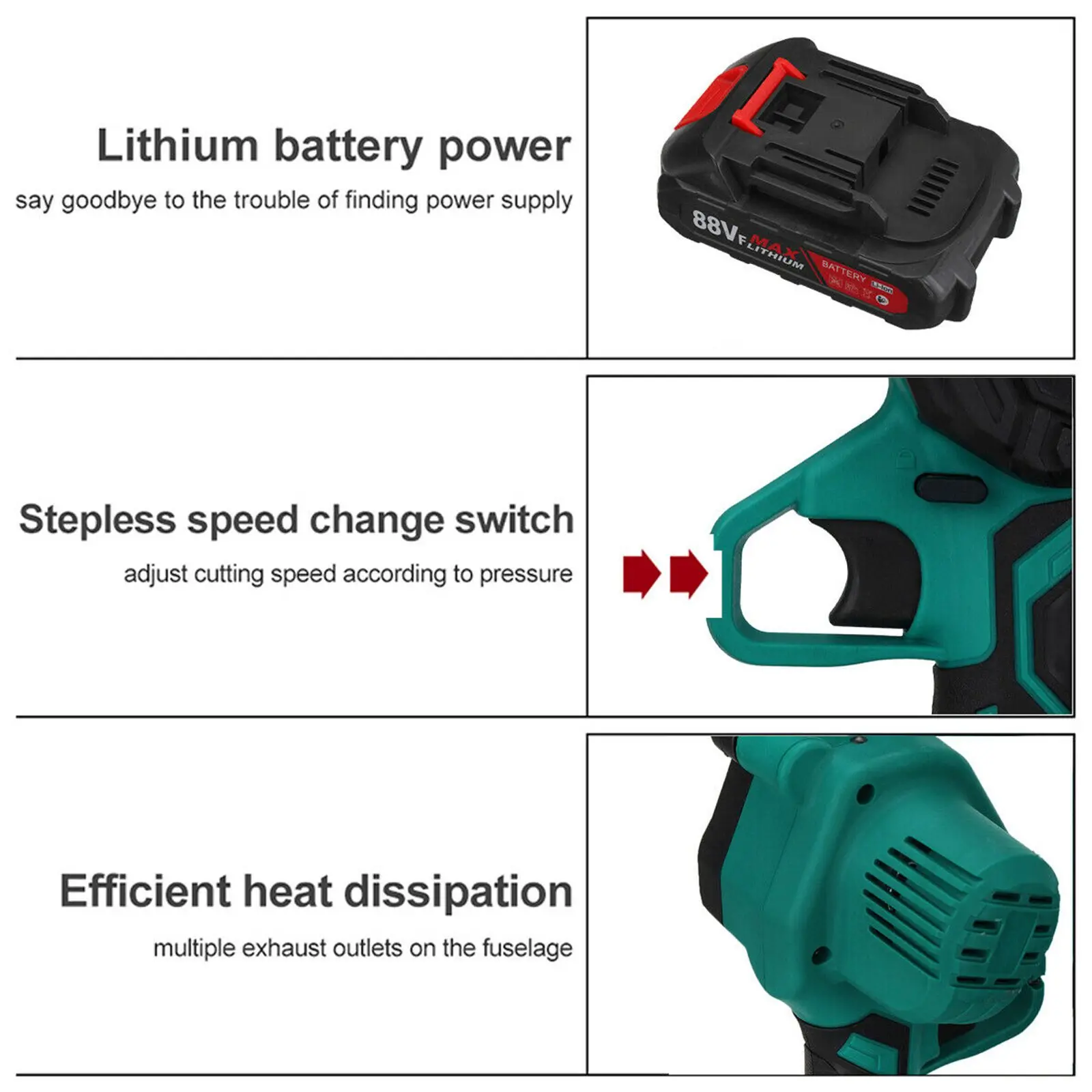 1200W 6Inch Electric Cordless Chain Saw Wood Cutter One-Hand Saw Woodworking 1PC/2PCS Battery Mini Chainsaw Electric Saw 88V