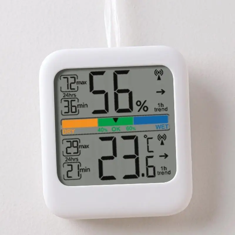 Digital Indoor Climate Monitor with Color Comfort Display, Daily High Low Records, Wall Mount or Desk Stand for Bedroom D2RD