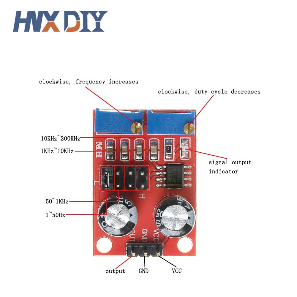 Módulo de Freqüência Pulso ajustável, NE555, Duty Cycle, Praça Wave Signal Generator, 5V-12V Stepper Motor Driver, 5 PCs, 10PCs