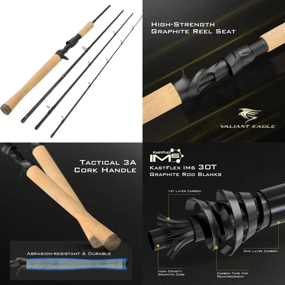 Travel Fishing Rods Set, 4 & 6 Piece, Spinning, Casting, and Fly Models, IM6 Graphite Blank, Titanium Guides, Eagle Passage Seri