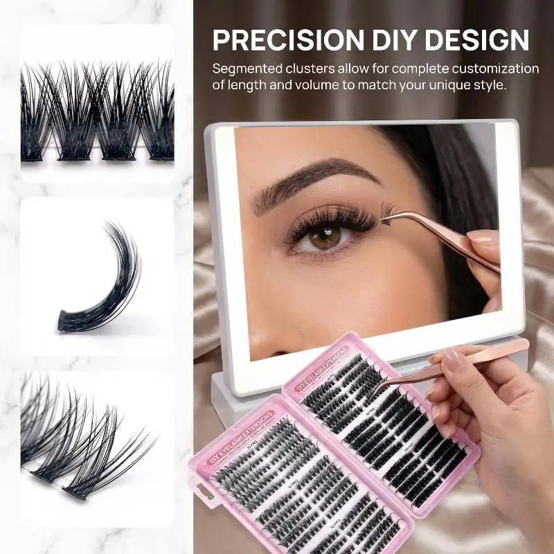 2026 NEW 30D 40D 50D 60D 570pcs Individual Book Cluster Lashes False Eyelash Extensions DIY At Home Daily Eye Makeup Accessories