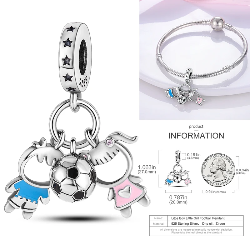 925 Sterling Silber Rosa Ballett-Mädchen Anhänger Junge Mädchen Schwestern Paare Anhänger Passend für Armband DIY Schmuck Original Mode für Frauen – Detail 10
