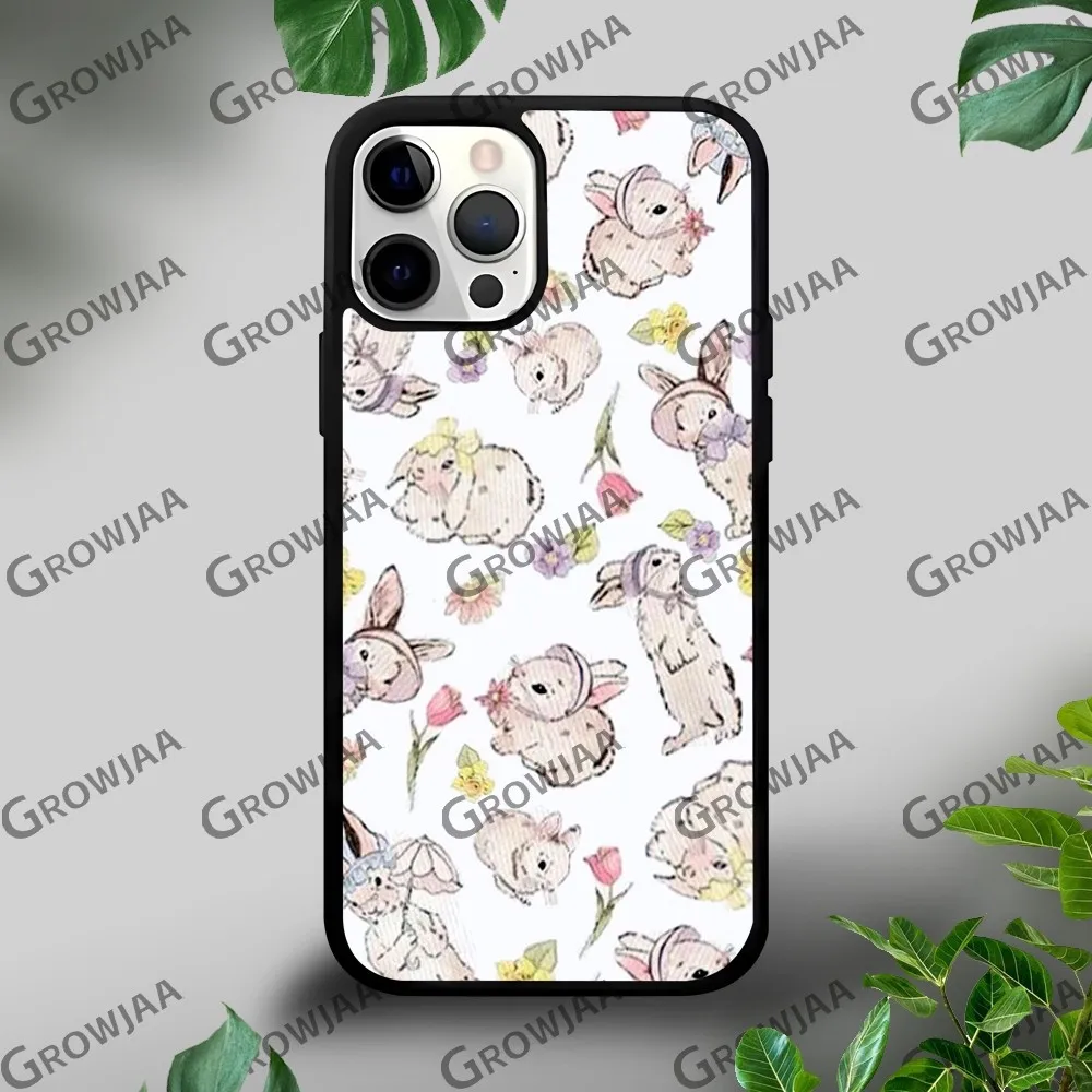 Wildflower Girls bow Rabbit Cute Cartoon Phone Case For iPhone 16 15 14 13 12 11 Pro Xs Max Mini Plus Celulares Hard Funda #3
