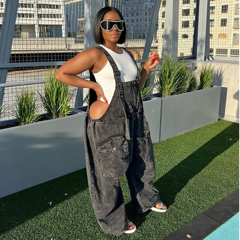 جمبسوت نسائي عتيق بجيوب كبيرة من WTHT جمبسوت بأرجل واسعة لشتاء 2025 جديد بدون أكمام وظهر مكشوف للسيدات 1LS2768 #2