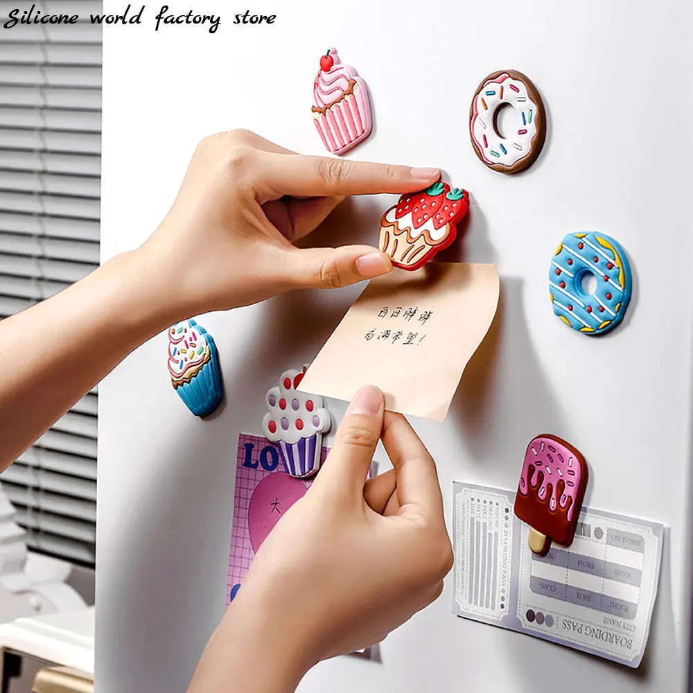 Silicone world Cake Series Fridge Magnets Photo Wall Souvenir Home Refrigerators Decor Magnetic Sticker Gift Convenience Sticker