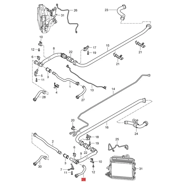 99710672803 Car Cooling System Water Tank Radiator Hose Coolant Pipe For Porsche 911 Carrera Boxster Cayman