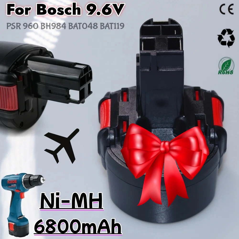

For Bosch 9.6V 6.8Ah NI-MH Replacement Battery PSR 960 BAT048 BAT100 BAT119 BH984 BPT1041 23609 32609 PSR960 GSR 9 6V E-2 GSR