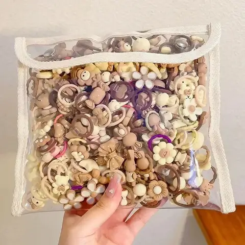 20PCS 소녀 헤어 액세서리 귀여운 만화 헤어 밴드 Bandeau Cheveux Scrunchies 한국어 탄성 헤어 밴드 어린이 고무 밴드 선물