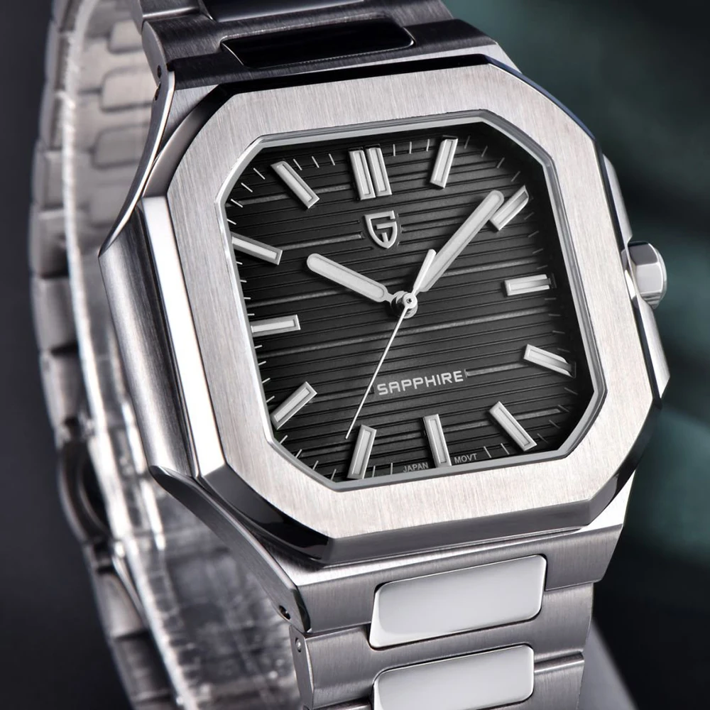 Reloj PAGANI DESIGN cuadrado de moda de cuarzo para hombre, reloj luminoso resistente al agua de acero inoxidable + caja de regalo, reloj Masculino