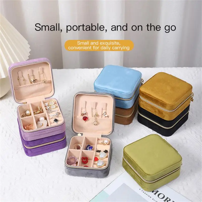 Jewelry Box Print Solid Color Square Necklace Ring Storage Carrying Jewelry Box Organizer Portable High Quality Dispalyed Box