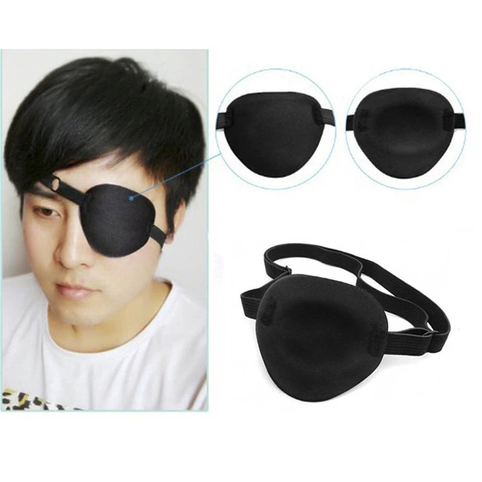 Black Medical Use Concave Eye Patch Foam Groove Single Eye Mask Adjustable Strap Washable Sleep Snoring Eyeshades