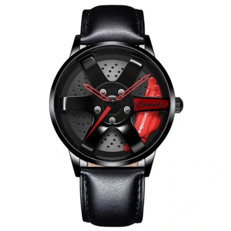 Fashion Men Watches Hollow 3D Wheel Watch for Men Women Dress Watch Racing Style Anti-scratch Mirror Waterproof Male Wristwatch