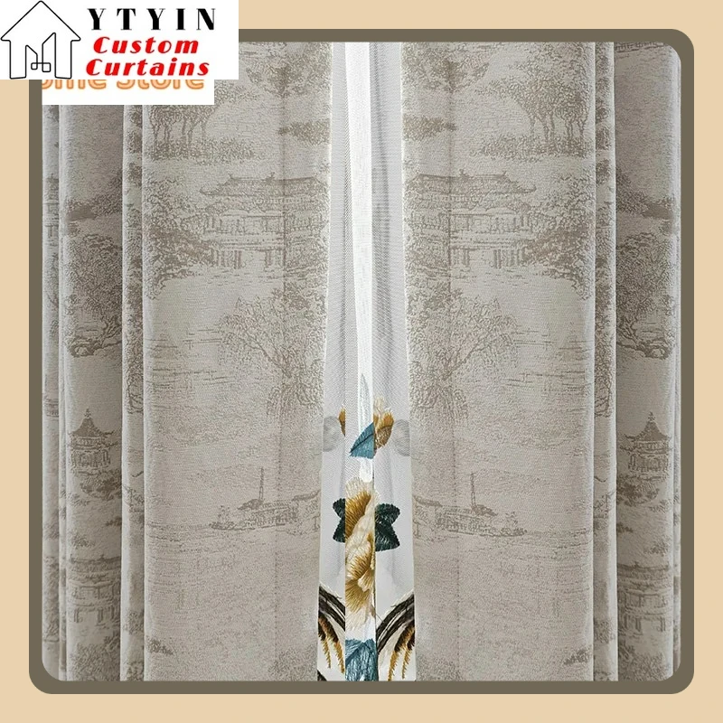 

Fashion Custom Size New Style Living Room Bedroom Floor-to-ceiling Windows Bay Windows High-precision Chenille Blackout Curtains