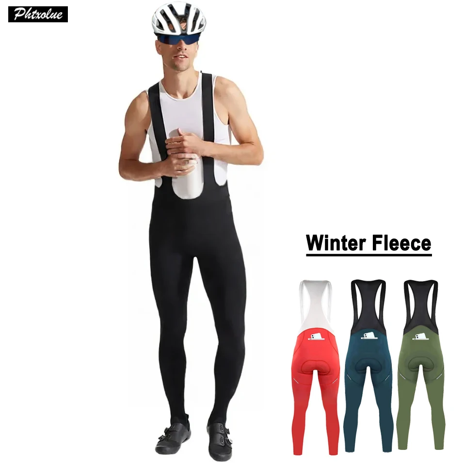 

Phtxolue мужские велосипедные брюки-комбинезоны с защитой от потери и карманами на молнии, синие зимние флисовые колготки для горного велосипеда, велосипедные брюки