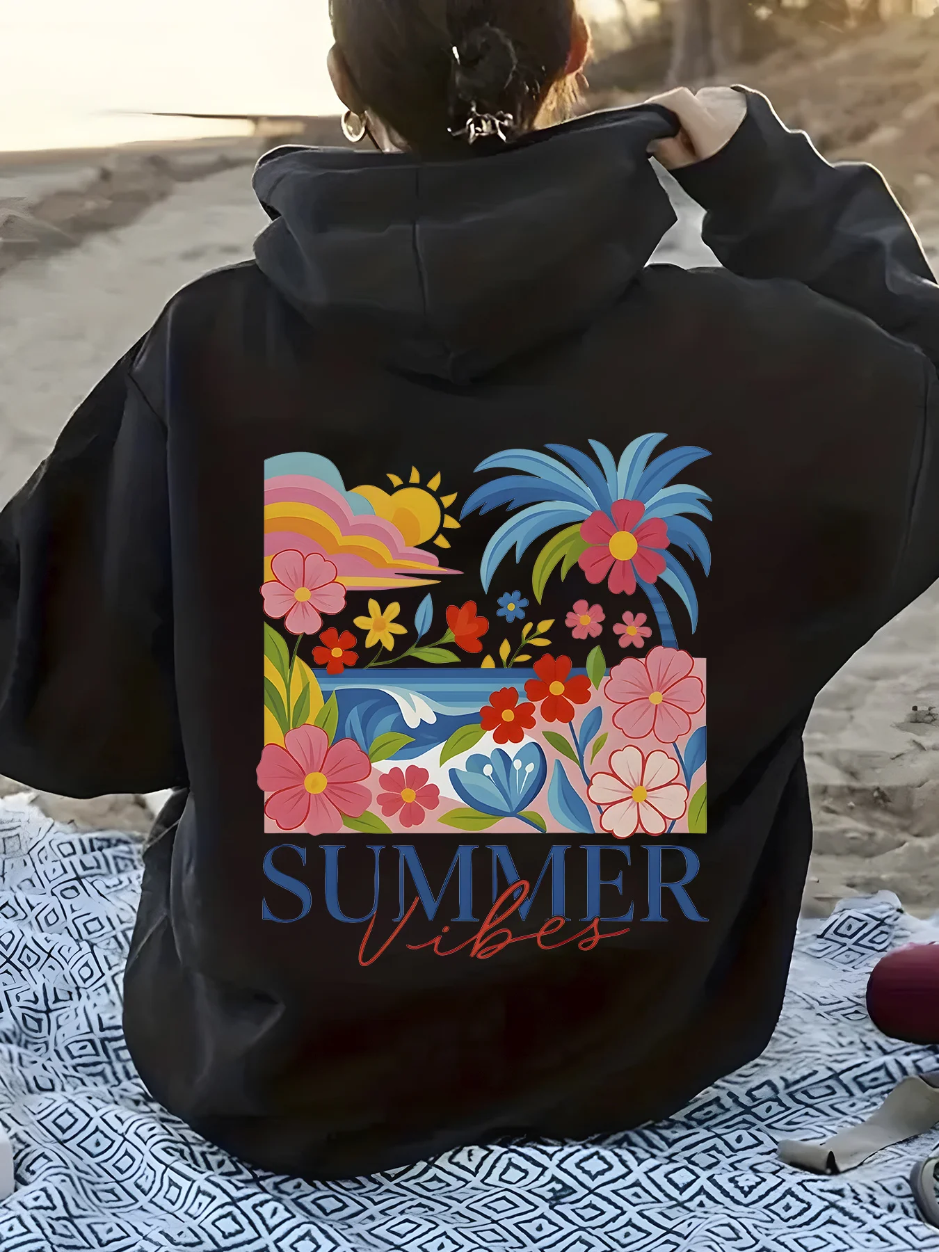 

Пляжный графический принт, осенние и зимние хлопковые мужские и женские толстовки с капюшоном, уличные спортивные тренировки, брендовый тренд