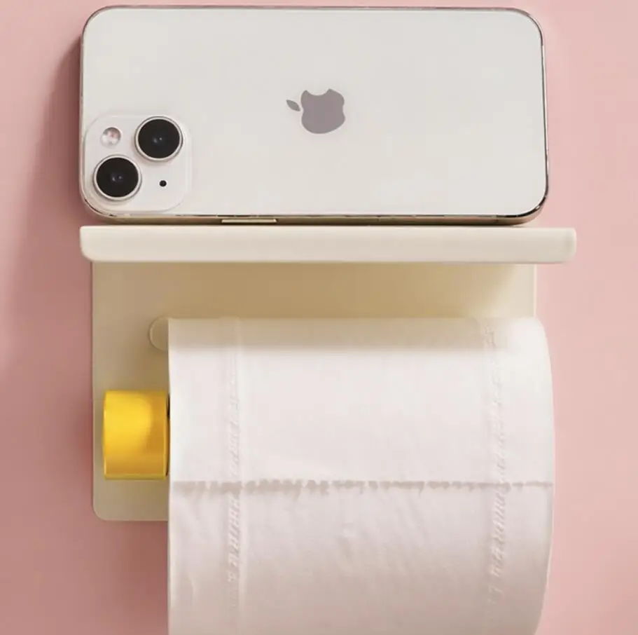 Wall-mounted toilet paper holder, tissue box, and shelf for bathroom – stylish and practical design