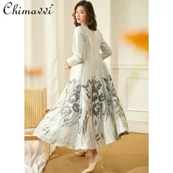 Long Trench Coat Korean Fashion Coat Jacquard Embroidery Elegant Elegant Thickened Trench 2021 Autumn Long Sleeve Windbreaker