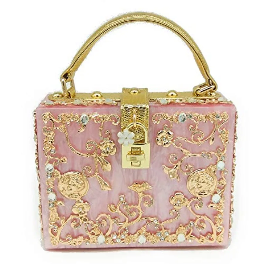 

Small acrylic shoulder bag for women, floral crossbody tote in clear with rhinestone accents, lightweight and elegant for eveni