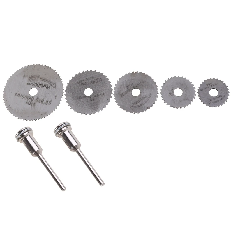 A2UD 7Pcs HSS Circular  Cutting  Blade Disc Mandrels fr Rotary Tool New