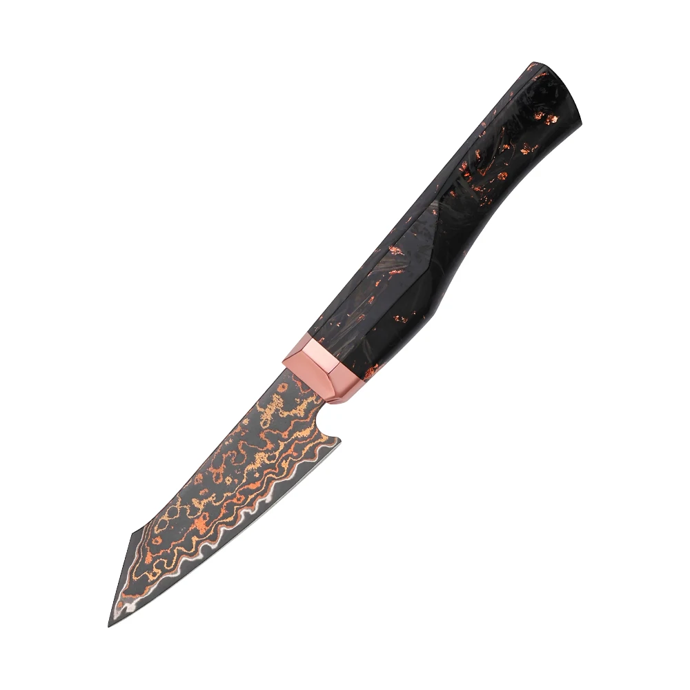 YAN Japanese 5PCS 77 Layers Damascus VG10 10Cr15CoMoV Core Chef Kitchen Knife Octagonal Copper Bolster Carbon Fiber Handl