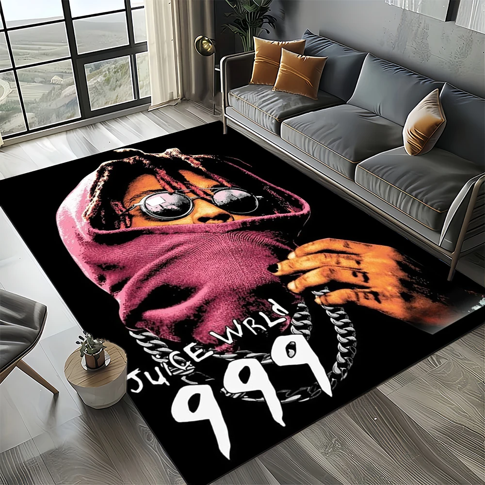 3D Print Juice WRLD 999 Legend Rapper Album Carpet Rug for Living Room Bedroom Home Sofa Decoration,Kids Play Non-slip Floor Mat