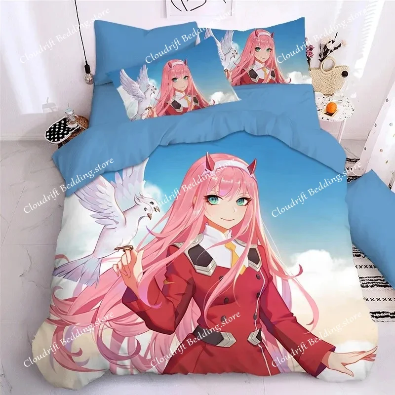 

Darling In The Frank XX Bedding Sets Japan Anime Game Figure 3D Printed Duvet Cover Sets Twin Queen King Single Size Bedclothes
