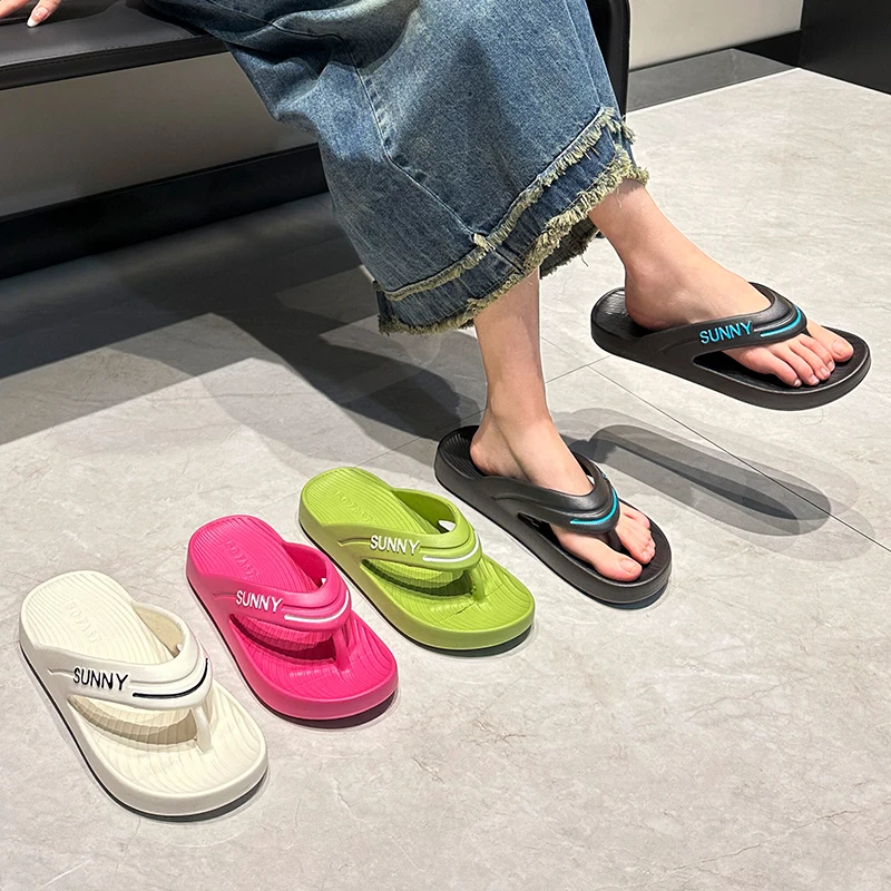 منصة سميكة إيفا الوجه يتخبط للنساء الصيف كليب تو عدم الانزلاق صنادل شاطئ امرأة الرجال مريحة لينة وحيد سحابة النعال #3