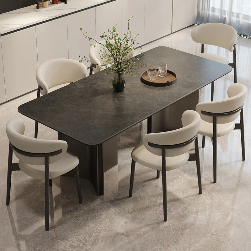 

Dining table full base plate light luxury minimalist modern simple household small apartment table