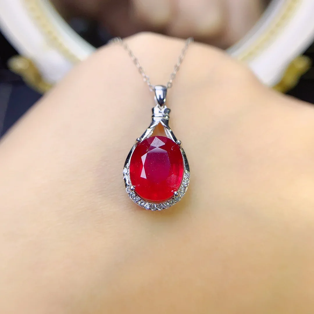 Stylish high quality 925 silver elegant romantic dove red ruby pendant necklace for women wedding jewelry gift luxury jewelry