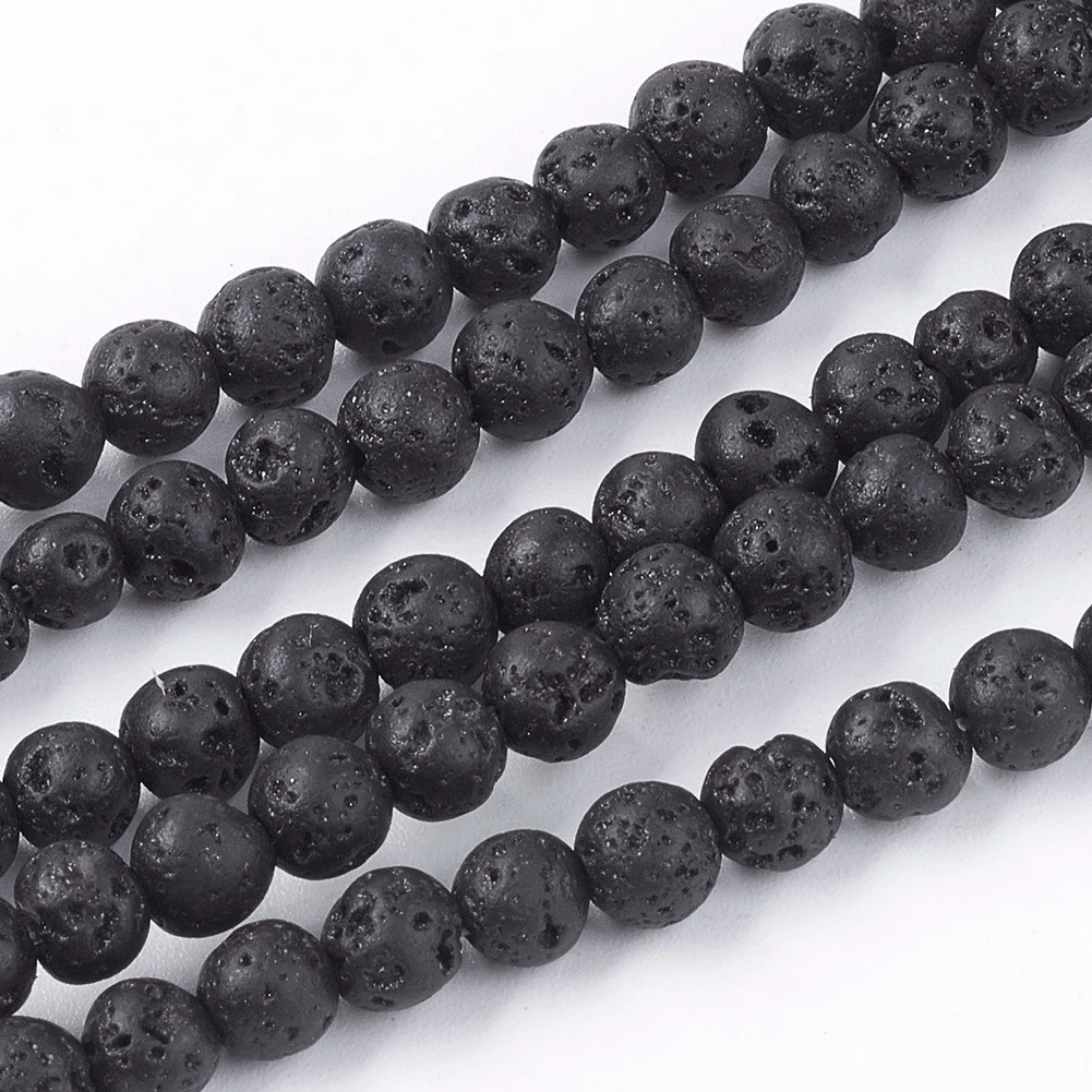 

4/6/8/10/12/14mm Natural Lava Rock Bead Strands Black Round Natural Stone Beads For Jewelry Making DIY Bracelet Necklace