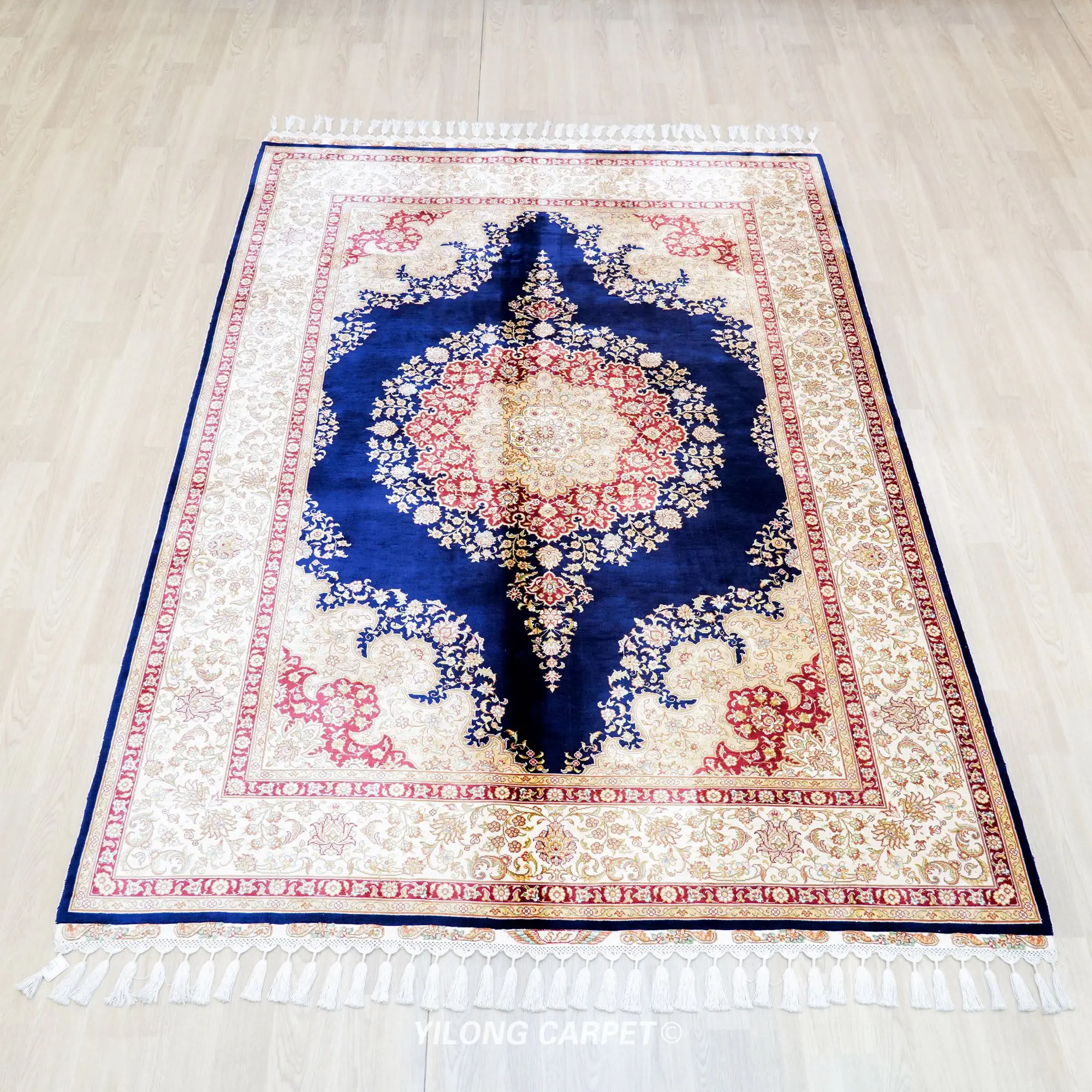 170x253cm Hereke Carpet Rectangle Vantage Blue Turkish Rugs For Sale Silk (CQG20A)