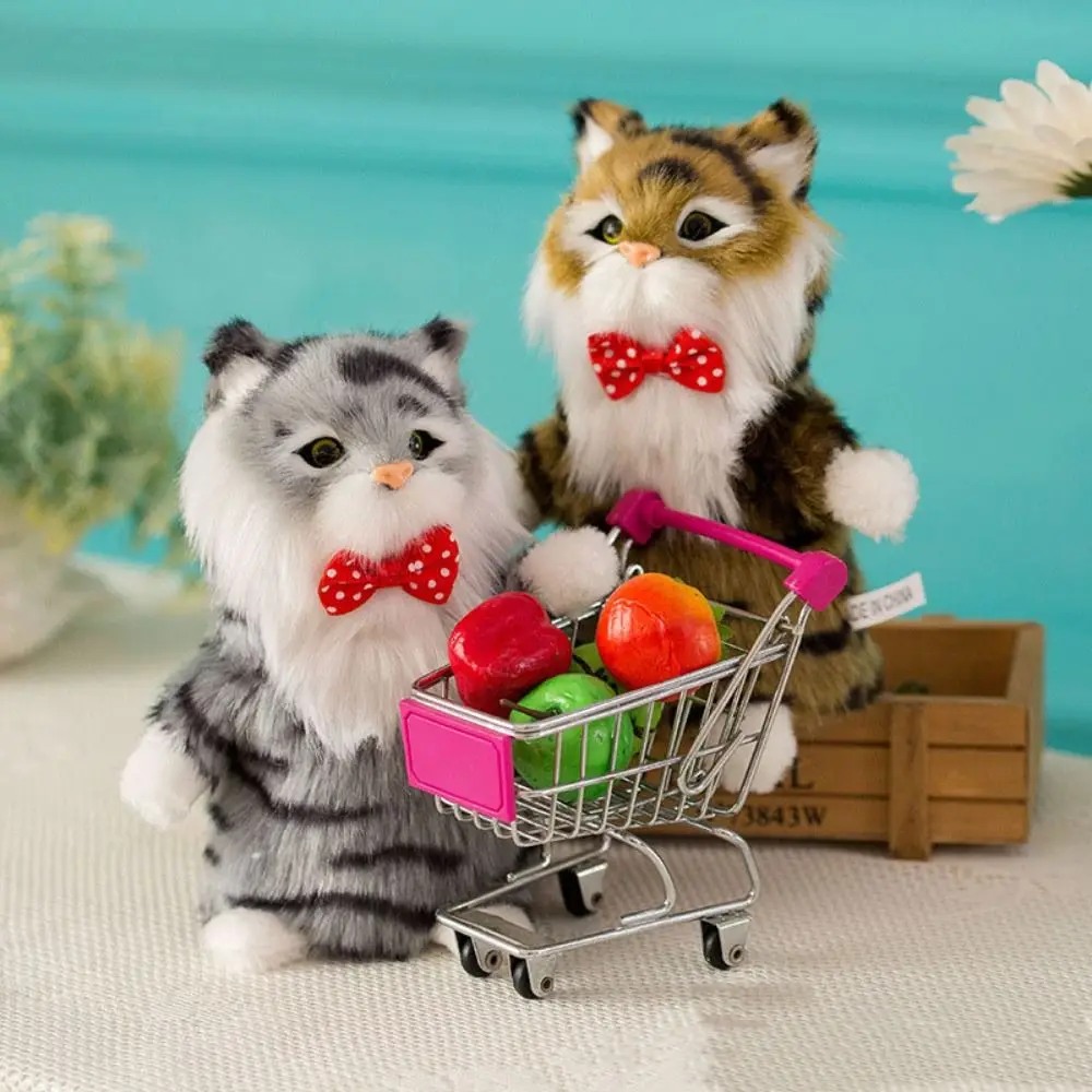 

PP Cotton Simulation Cat Plush Toys with Sound Interactive Soft Stuffed Kitten Model Cartoon Ins Fake Cats Plushie Figure