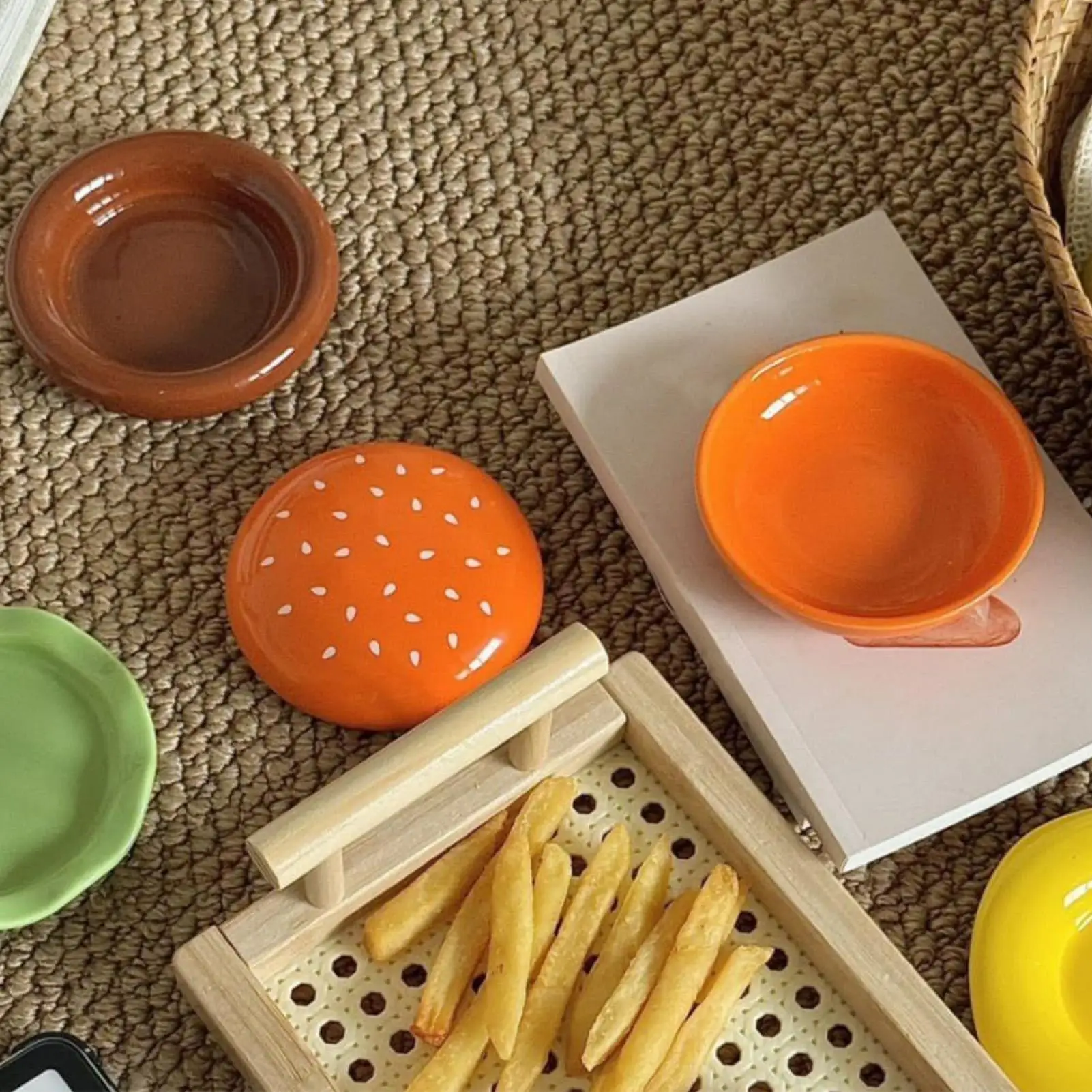 Stackable 6 Layers Hamburg Dinner Plate Stackable Dinner Plate Bone Spit Plate Interesting Sauce Container Table Decoration