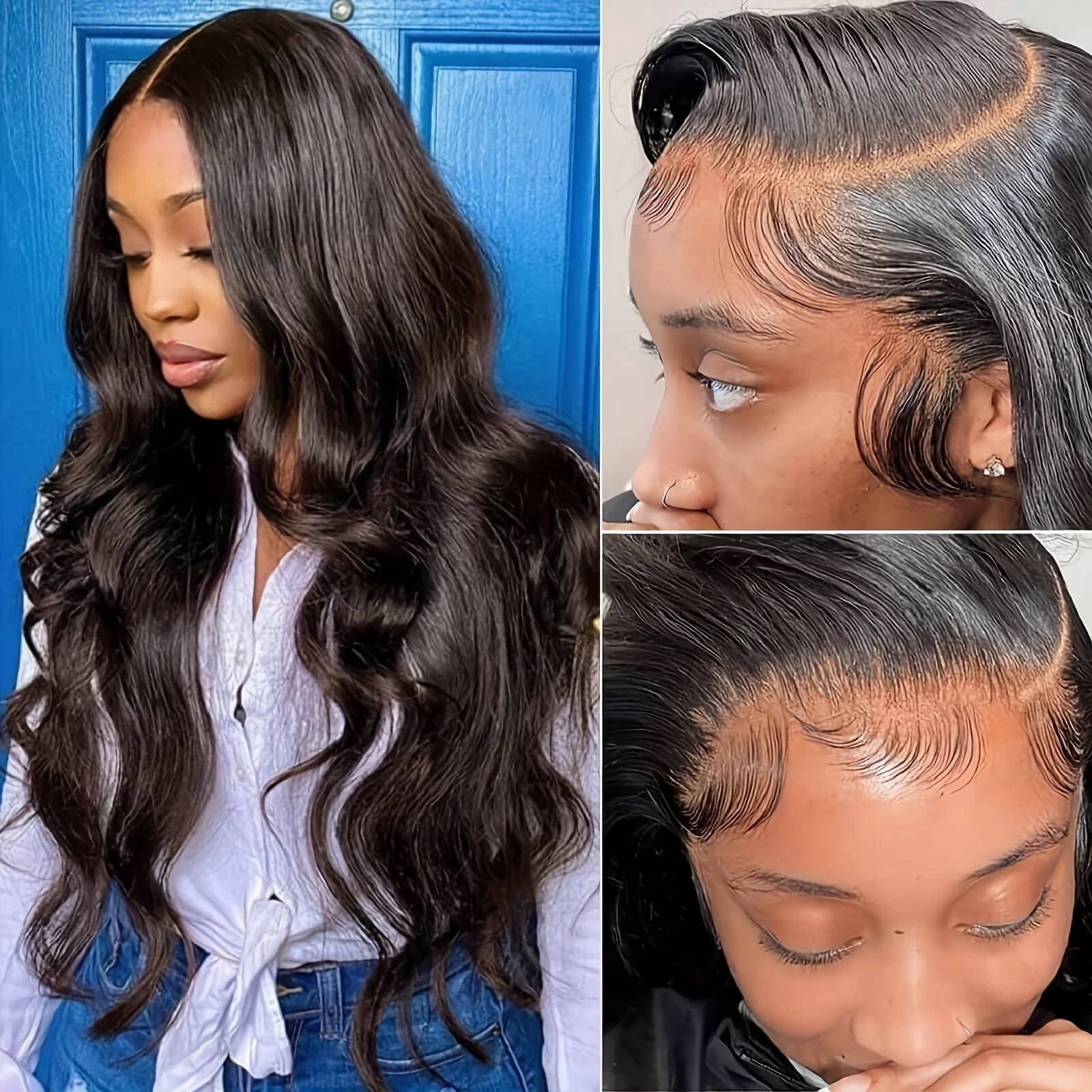 200密度 13x4 ボディウェーブ レースフロントウィッグ 人毛 HDレースフロントウィッグ 女性用プレプラッキング済みベビーヘア付き人毛ウィッグ