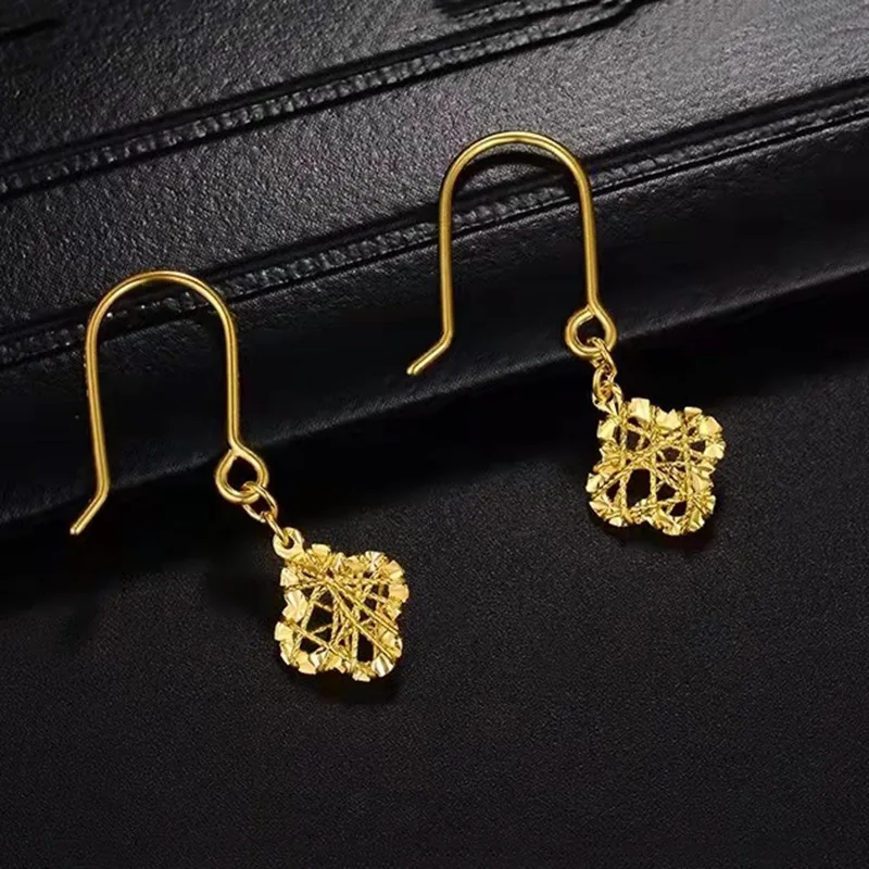 Solid 14K Gold Color Earrings for Women Star Geometry Earrings and Earrings Luxury Wedding Jewelry Engagement Gifts Earrings