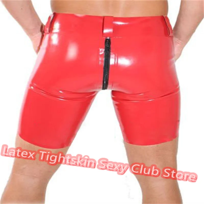 

Men Latex Short Pant Panties Boxer with Crotch Zip Sexy Fetish Shorts Handmade Underwear Club Wear for Men Cosplay Costumes