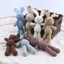 Handmade Crochet Bunny Baby Stuffed Doll kawaii Cotton Knitted Animal Plush Toy Newborn Baby Sleeping Accompany Doll Room Decor