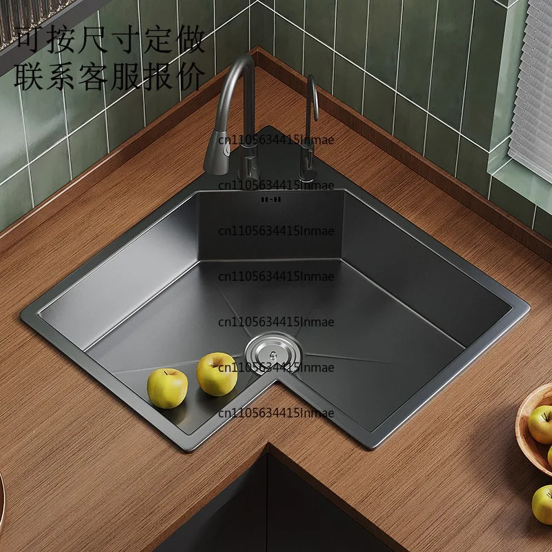 Corner Special-shaped Sink, L-shaped Corner Sink, Large Single Tank Dishwashing Bsasin Kitchen