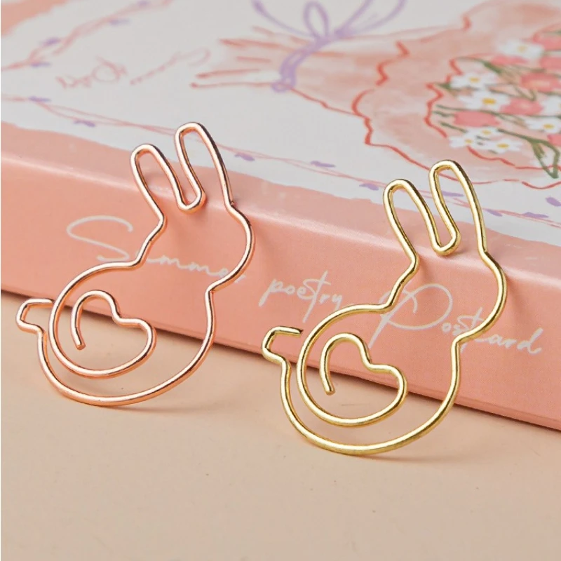Rabbit Shape Paper Clips Cute Cartoon Metal Animal Design Office Stationery Bookmarks Round Paper Clips Office Supplies