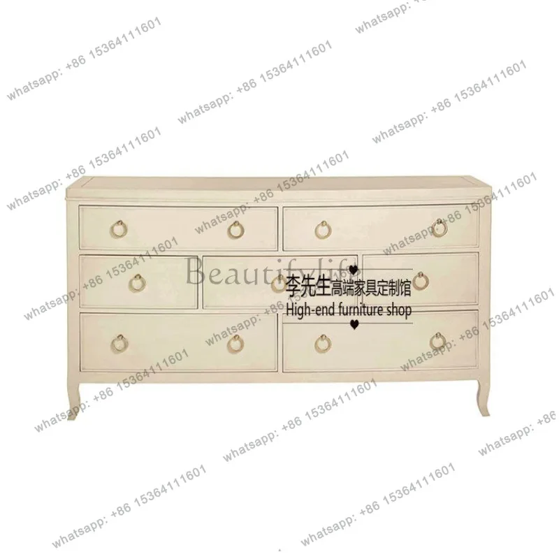 

Американский белый комод из массива дерева с семью ящиками, тумба для спальни, шкаф для прихожей