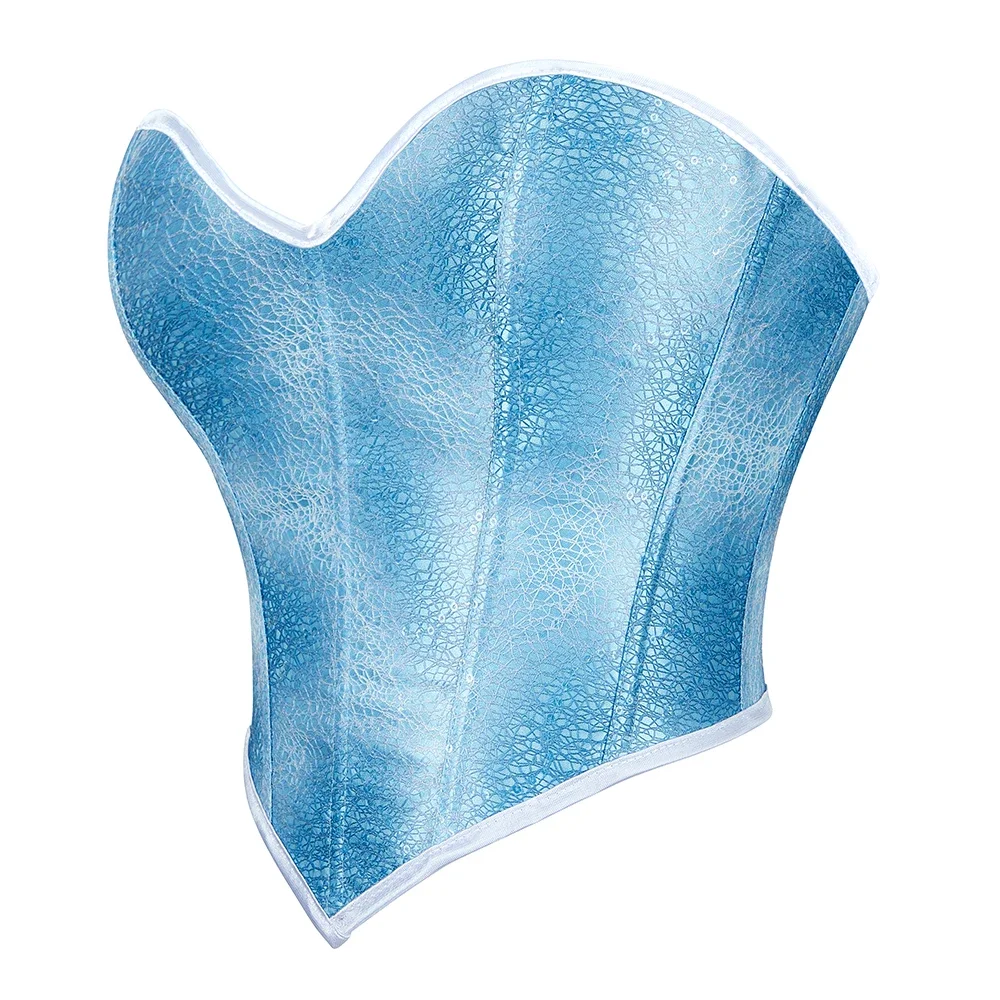

Fashion Women Crop Top Sexy Backless Sky Blue Lace Up Bustier Tops Off Shoulder Party Club Corset